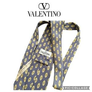 Valentino blue golden yellow 100% silk men tie